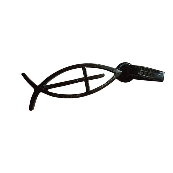 Vintage Christian Charm Pendant Ichthus Fish Symbol .925 Sterling Silver 6/8" - Picture 2 of 4